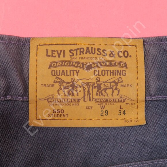 Vintage Levis 550 Jeans Mens 29 Purple Relaxed Fit Loose Student Denim 90s New - Picture 7 of 10